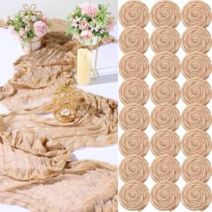 lot 39425 image: 24 Pack Cheesecloth Table Runner 13ft Boho Gauze Table Runner 157 Inch Rustic Cheese Cloth Roll Romantic Long Cheesecloth Bulk for Wedding Bridal Shower Birthday Party Decor(Champagne)