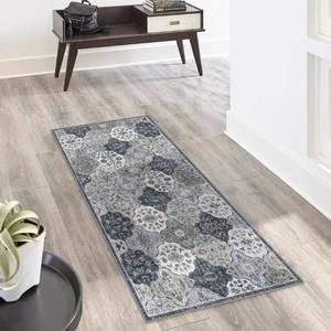 lot 39435 image: Worxvell 2x4 Washable Small Rug - Non Slip Runner Rug for Entryway Kitchen Bathroom, Indoor Door Mat Distressed Throw Rug Grey Carpet for Hallways Bedroom (Grey, 2x4ft)