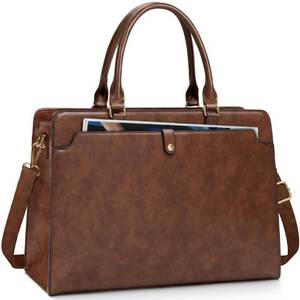 lot 39436 image: Laptop Bag for Women 15.6 Inch Laptop Tote Bag Leather Work Bag Waterproof Womens Briefcase Business Office Computer Tote Bag Large Capacity Handbag Shoulder Bag, Vintage Brown