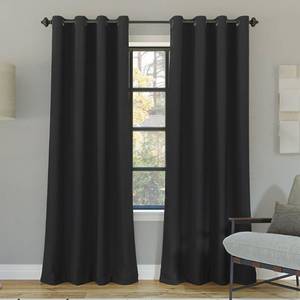 lot 39442 image: Sun Zero Nordic 2-Pack Theater Grade Noise Reducing Extreme 100% Blackout Grommet Curtain Panel Pair, 52 x 84, Coal Gray