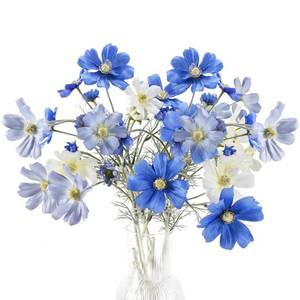lot 39446 image: Lumoslyy Artificial Blue Flowers for Decoration Cosmos Flowers Artificial Coreopsis Silk Flower Long Stem Table Centerpieces Colorful Faux Flower Arrangement Pack of 6 (Blue)