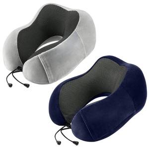lot 39447 image: urnexttour Travel Pillow for Airplane-2 Pack Memory Foam Neck Pillows, Soft & Support Travel Essentials for Travelling, Sleeping Rest, Car, Train and Home Use(Grey&Blue)