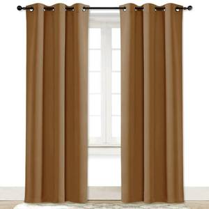lot 39448 image: NICETOWN Window Curtain Blackout Drape Panel 3 Pass Microfiber Noise Reducing Thermal Insulated Window Drapery with Grommet (Single Panel, 42 x 84 inch, Gold Brown)