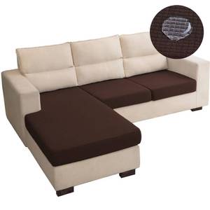 lot 39456 image: TOPYUMH Water Repellent L Shaped Couch Covers 3 Pieces Sofa Seat Cushion Slipcovers, Stretch Separete Chaise Lounge Cover for Both LeftRight Sectional Couch for Pets (2 SeaterChaise, Chocolate)