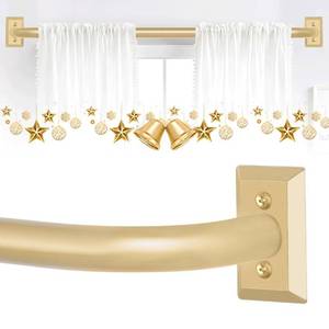 lot 39463 image: TVWOO Wrap Around Curtain Rods,Gold Curtain Rods for Windows 66 to 120 Inch,1 Inch Adjustable Blackout Curtain Rod with Brackets,Room Darkening Window Curtains Rods,Metal Curved Drapery Rods 66-120