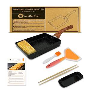 lot 39476 image: YumOmNom Tamagoyaki Pan, Japanese Cookware, Egg Pan, Rectangle Frying Pan, Kitchen Accessories, Square Pan, Omelette Maker Nonstick, Omelet Pan, Cooking Tools, 7 x 5 Black (5)
