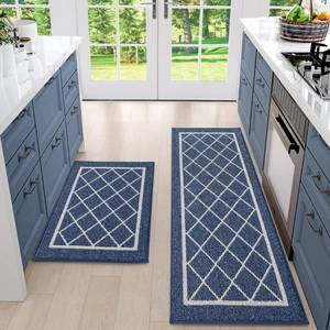 lot 39528 image: BEQHAUSE-Kitchen-Rugs-Washable-Kitchen-Mats-for-Floor Non-Slip Kitchen Mats Set of 2 Absorbent Kitchen Runner Navy Blue with TPR Backing 20x30inch20x48inch