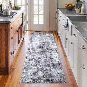 lot 39529 image: Rugcomf Runner Rug 26x8 Hallway Rug Washable Boho Soft Area Rug Abstract Pattern Non-Slip Faux Wool Vintage Rug for Kitchen, Entryway, Laundry, Bedroom, Purple