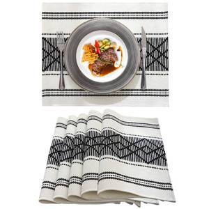 lot 39531 image: LUFEIJIASHI Elegant Thick placemats for Dining Table Decor Farmhouse Heat Resistant Table Place mats Set of 6 Quality Woven Cloth Placemats Washable Dinner mats (Black, 6)