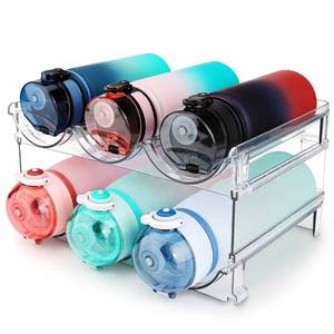 lot 39536 image: spospo Water Bottle Organizer for Cabinet, Water Bottle Storage Organizer, 2 Packs Water Bottle Storage Rack, Water Bottle Holder for Cabinet, Stackable Water Bottle Storage Rack