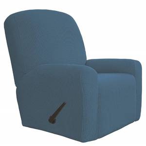 lot 39537 image: Easy-Going 4 Pieces Oversized Recliner Stretch Sofa Slipcover Sofa Cover Furniture Protector Couch Soft with Elastic Bottom Polyester Spandex Jacquard Fabric Small Checks Bluestone,X-Large