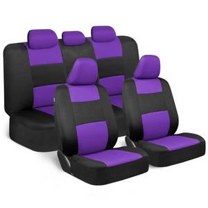 lot 39538 image: BDK PolyPro Car Seat Covers Full Set in Purple on Black - Front and Rear Split Bench Seat Covers, Easy to Install, Car Accessories for Auto Trucks Van SUV
