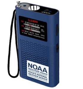 lot 39820 image: Pocket Weather Alert Radio NOAAAmFm Portable Transistor Powered 1500MAH Battery with Flashlight Emergency SOS Alarm Best Reception New Version with Backlight