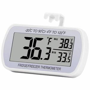 lot 39843 image: Refrigerator Thermometer Digital Fridge Freeze Room Thermometer Waterproof Large LCD Display MaxMin Record Function, White