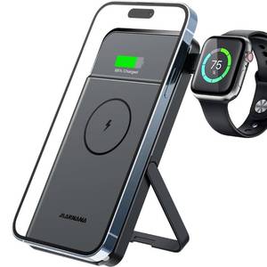 lot 39849 image: Marnana Magnetic Wireless Power Bank with Apple Watch Charger, 10000mAh Fast Charging Portable Charger Battery Pack wFoldable Stand for MagSafe iPhone 12131415 Series & Apple Watch - Black