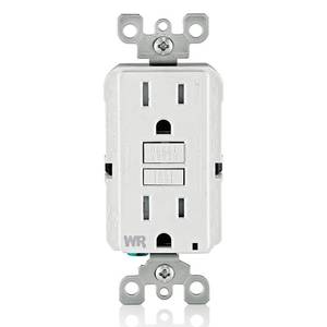 lot 39858 image: Leviton GFWT1-W Self-Test SmartlockPro Slim GFCI Weather-Resistant and Tamper-Resistant Receptacle with LED Indicator, 15-Amp, White