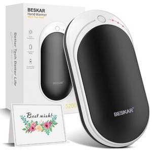 lot 39865 image: BESKAR Rechargeable Hand Warmer, 5200mAh Electric Hand Heater, Double-Sided Heating, USB Quick Charge, Portable Pocket Hand Warmer for Outdoor, Golf, Raynauds - Winter Gift