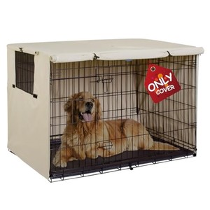 lot 39884 image: Explore Land 42 inches Dog Crate Cover - Durable Polyester Pet Kennel Cover Universal Fit for Wire Dog Crate (Light Tan)