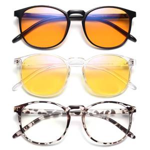 lot 39890 image: IBOANN 3 Pack Blue Light Blocking Glasses WomenMen, Round Fashion Retro Frame, Vintage Fake Eyeglasses with Clear Lens (Light Black & Leopard & Transparent, Mix(Night visionGamingClear))