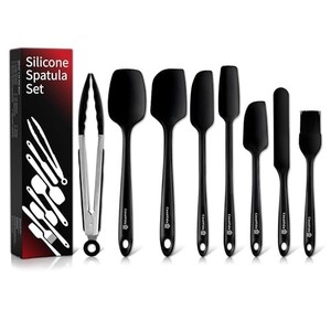 lot 39894 image: CasaVida Silicone Spatula Set One-piece Seamless High Heat Resistant Non Stick Bakery Spatula Sets Flexible BPA Free Dishwasher Safe Kitchen Utensils Bakeware Cookware Cooking Baking Mixing Black 8pcs