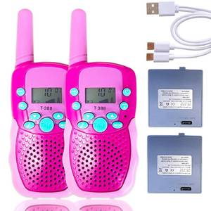 lot 39913 image: Rechargeable Walkie Talkies for Kids, Kids Walkie Talkie 3 Miles Long Range, Outdoor Toys for Kids Ages 4-8-12, Toddler Outside Toys for Camping Hiking Road Trip (Pink, 2 Pack)