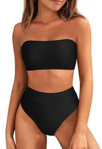 lot 39928 image: Pink Queen Womens Removable Strap Pad High Waist Bikini Set Swimsuit Black M