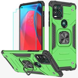 lot 39933 image: for Moto G Stylus 5G Case, Moto G Stylus 5G Case with Screen Protector, Shockproof Tough Rugged Hard Rubber Bumper with 360 Rotation Ring Kickstand Cases for Moto g Stylus 5G 2021 (Green)