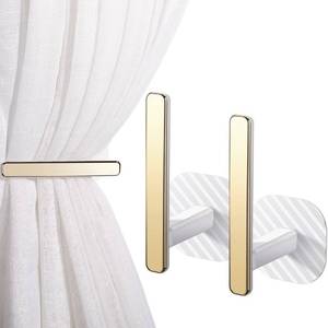 lot 39949 image: Curtain Holders Gold Curtain Holdbacks Self Adhesive Drapery Curtain Tiebacks L Shaped Curtain Hooks Nordic Style Window Treatment Holdbacks for Home Office Decorative Curtain Decor (White, 2 Pcs)