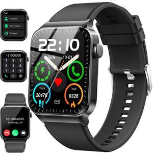 lot 39953 image: Smart Watch for Men Women, 1.85 Smartwatch (AnswerMake Call), IP68 Waterproof Fitness Tracker, 100 Sport Modes, Heart Rate Monitor, Sleep Monitor, Pedometer, Smartwatches for Android iOS, Black