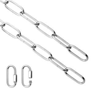 lot 39955 image: Helunsi Lighting Chain, 6 Feet Chrome Light Fixture Chain, Metal Chandelier Chain Extension with Connection Link Lock, Heavy Duty Hanging Chain Lamp Fixture Pendant Ceiling Decorative Lights Kit - 6