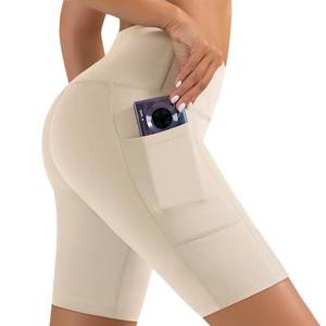 lot 39985 image: NEW YOUNG Biker Shorts with Pockets for Women High Waisted Tummy Control-58 Womens Bike Shorts for Workout Yoga Athletic Light Khaki, Small