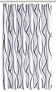 lot 39988 image: Biscaynebay Textured Fabric Shower Curtain 72 Inches by 72 Inches, Black Printed Dancing Bathroom Curtains Machine Washable