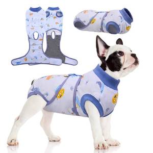 lot 39998 image: FUAMEY Recovery Suit for Dogs After Surgery,Soft Breathable Dog Bodysuit E-Collar & Cone Alternative Surgical Suit,Male Female Dog Neuter Spay Suits Anti Licking Wounds Onesie Blue Boat L