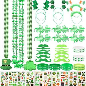lot 40002 image: JULBEAR St. Patricks Day Accessories, 150Pcs St Patricks Day Party Favors Set Green Necklaces Shamrock Glasses Tattoos Sticker Mustache Headbands Silicone Wristbands for Irish Decorations Supplies