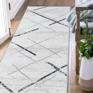 lot 40007 image: jinchan Runner Rug 2x5 Washable Rug Area Rug Hallway Moroccan Rug Grey Thin Rug Modern Geometric Accent Rug Soft Rug Indoor Non Slip Gray Carpet Kitchen Living Room Bedroom Dining Room Office