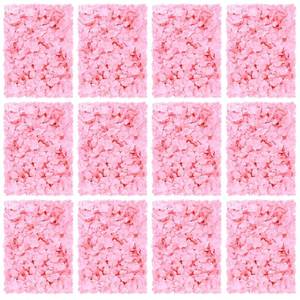 lot 40011 image: Auihiay 12 Packs Pink Flower Wall Panel Decor, 12 x 16 inches Floral Wall, Artificial Hydrangea Flower Wall Panels for Photos, Home, Wedding, Bridal Shower, Party Decors