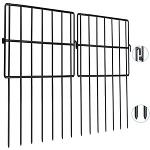 lot 40014 image: Getlay 10 Pack Animal Barrier Fences, 1.5 Gap No Digging Garden Fence Panels, Metals Black Deterrent Fence for Dogs Rabbits, Decorative Fence for Outdoor Landscape Patio Total 10ft(L)�13in(H).