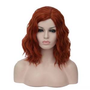 lot 40016 image: BUFASHION 14 Women Short Orange Red Kinky Straight Cosplay Synthetic Wigs With Air Bangs 46 Colors Available (Orange Red)