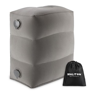 lot 40020 image: Inflatable Travel Foot Rest Pillow, Kids Airplane Bed, Adjustable Height Leg Pillow for Air Travel, Make a Flat Bed for Kids and Toddlers, Great for Airplane, Train, car(Grey, 1 Pack)