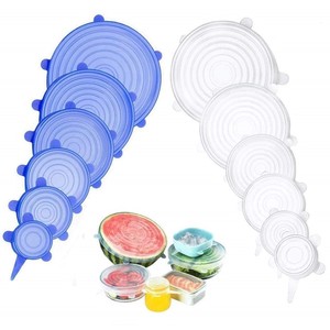 lot 40030 image: Silicone Stretch Lids Set Of 12 Elastic Reusable Microwave Food Covers Bowl Covers for Can, Cup and Glass Jars