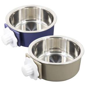 lot 40041 image: QIYADIN Dog Crate Bowl, Hanging Stainless Steel Removable Pet Crate Water & Food Bowls, Pet Cage Feeder Container Coop Cup for Cat Puppy Birds Rats Guinea Pigs Rabbit Hamster (2PCS)
