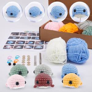 lot 40045 image: FREEBLOSS 6 Sets Whale Crochet Kit Crochet Animal Kit Crochet Starter Kit Crochet Kits for Beginners to Make 6 PCS Whales Learn to Crochet with Video Tutorial
