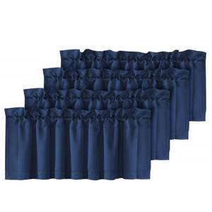 lot 40047 image: H.VERSAILTEX 4 Panels Blackout Curtain Valances for Kitchen WindowsBathroomLiving RoomBedroom Privacy Decorative Rod Pocket Short Window Valance Curtains, 52 W x 18 L, Navy