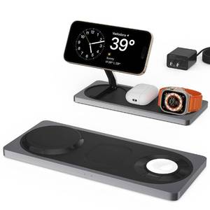 lot 40058 image: 3 in 1 Charging Station for Apple Devices - 22W Faster Mag-Safe Charger Stand for iPhone - Magnetic Wireless Charger Station for iPhone 151413 Series,& AirPods,& iWatch