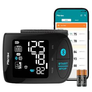 lot 40082 image: Meraw Blood Pressure Monitor Adult Cuff, Blood Pressure Cuff Monitor Wrist, Blood Pressure Machine Home Use 5.3-8.5 Irregular Heartbeat Monitoring APP Automatic Bluetooth High Accuracy Aspen Black