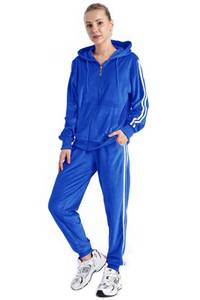 lot 40092 image: Gary Com 2 Piece Outfits Womens Velour Tracksuit Sets Sweatsuit Long Sleeve Hoodie and Sweat Pants Jogging Solid Zip Up Active Jogger Yoga Workout Suit, Royal Blue M