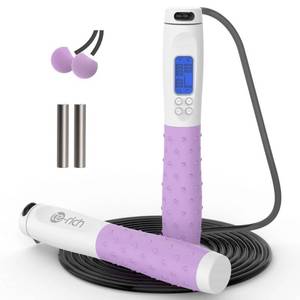 lot 40096 image: Te-Rich Jump Rope, Weighted Jump Rope for Fitness, Skipping Rope with Counter - Heavy Handles, Adjustable Length - Cordless Jumping Rope for Men Women Kids Fitness Exercise Training
