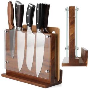 lot 40128 image: Kitchen Magnetic Knife Block with Acrylic Shield Double Side Knife Holder Rack Magnetic Stands with Strong Enhanced Magnets Multifunctional Storage Knife Stand for Kitchen Cutlery Display Organizer