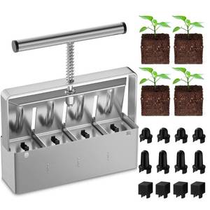 lot 40136 image: YaNovate Soil Blocker, Soil Block Maker for Seed Starting with Strong Hand Held, 4 Pcs 2-Inch Soil Blocking Tool for Grow Seedling, Seed Starter Soil Tray Garden Potting Soil, Indoor Outdoor Plants