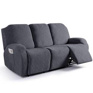 lot 40138 image: Ruaozz Stretch Recliner Sofa Covers 3-Pieces Reclining Couch Covers with Pockets Jacquard Reclining Sofa Covers 3 Seater Soft Washable Furniture Protector with Elastic Bottom (3 Seater, Dark Gray)